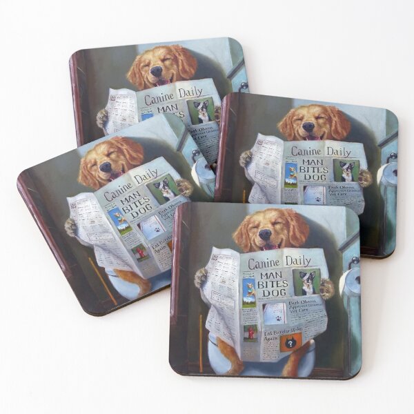 Item preview, Dog Reading the Newspaper On Toilet poster designed and sold by mingtonklockooo.