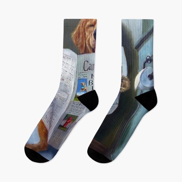 Item preview, Dog Reading the Newspaper On Toilet poster designed and sold by mingtonklockooo.