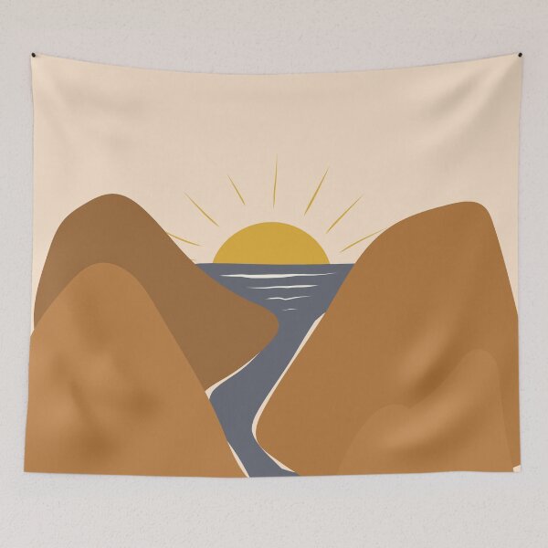 Item preview, Sun & Mountain Art, Landscape Art, Sunset Art, River Art, Mountain & River Art, Watercourse Art designed and sold by Arty Mimi.