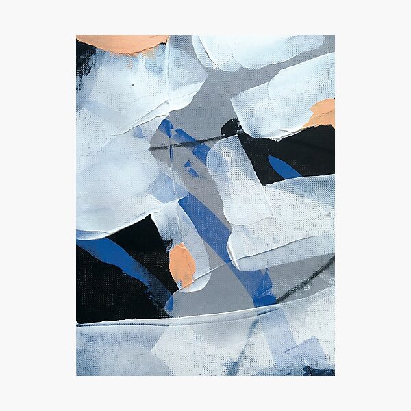 Peinture abstraite en noir, blanc, gris, bleu outremer et orange (Genesis n°3) Impression photo