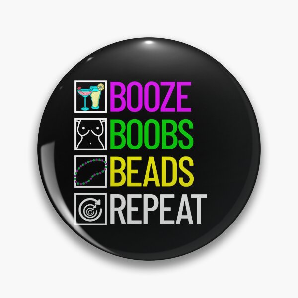 Artikelvorschau, Booze Boobs Beads Repeat Funny Mardi Gras Gear entworfen und verkauft von DynamicDesign.
