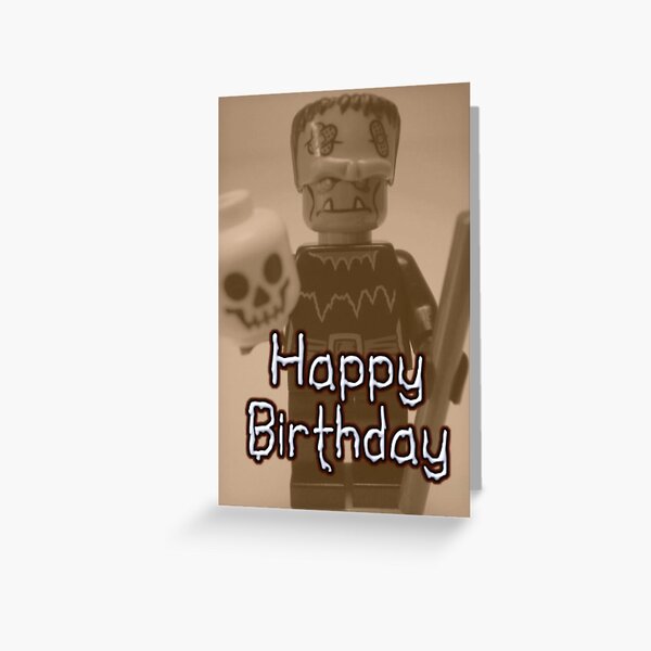 Happy Birthday Frankensteins Monster Custom Minifig Greeting Card