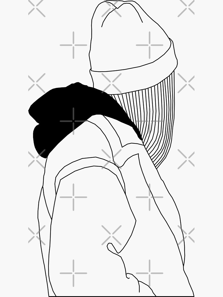 "Girl wearing winter hat line art" Sticker by aminasam Redbubble
