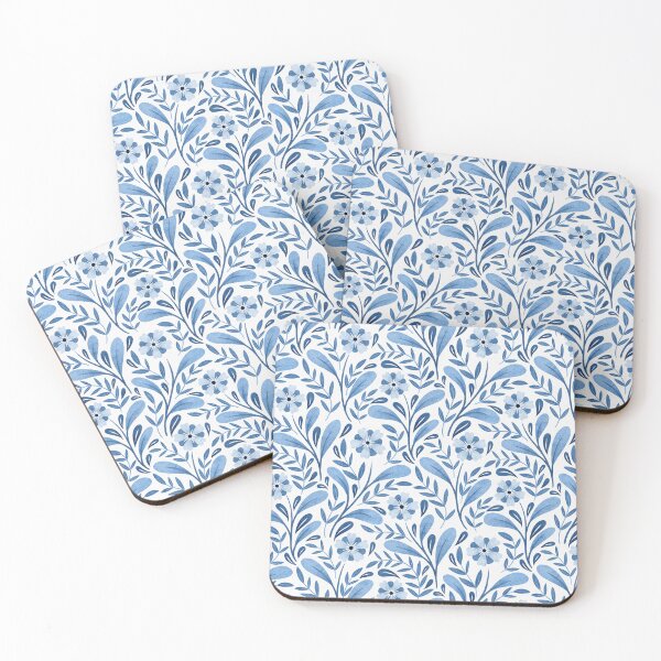 Item preview, Monochrome Scandi Floral | Blue and White designed and sold by RebeccaFlaherty.