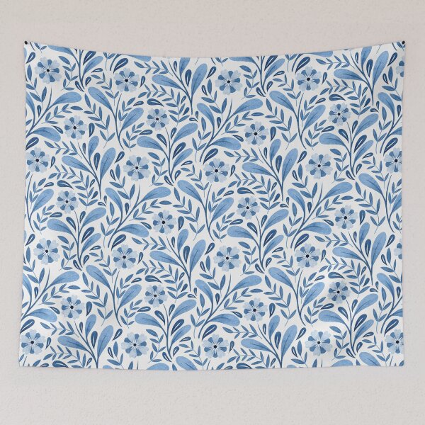 Item preview, Monochrome Scandi Floral | Blue and White designed and sold by RebeccaFlaherty.