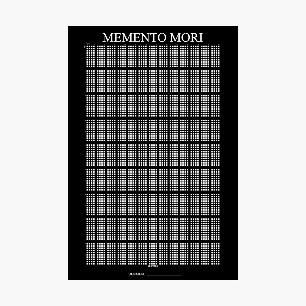 memento mori with signature black background life calendar poster for sale by mylecm redbubble