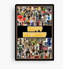 Happy Birthday Greeting Card, Montage of Custom Minifigs Canvas Print