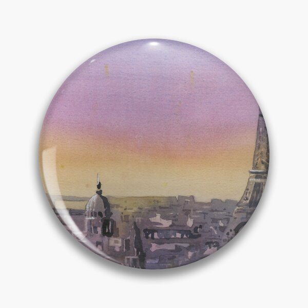 Item preview, Eiffel Tower rising above buildings of Paris, France.  Eiffel Tower watercolor painting designed and sold by rfoxphoto.