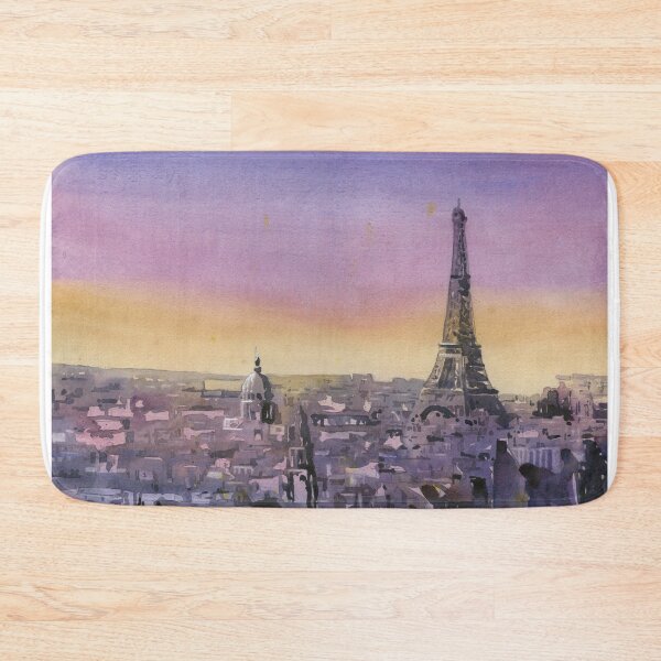 Item preview, Eiffel Tower rising above buildings of Paris, France.  Eiffel Tower watercolor painting designed and sold by rfoxphoto.