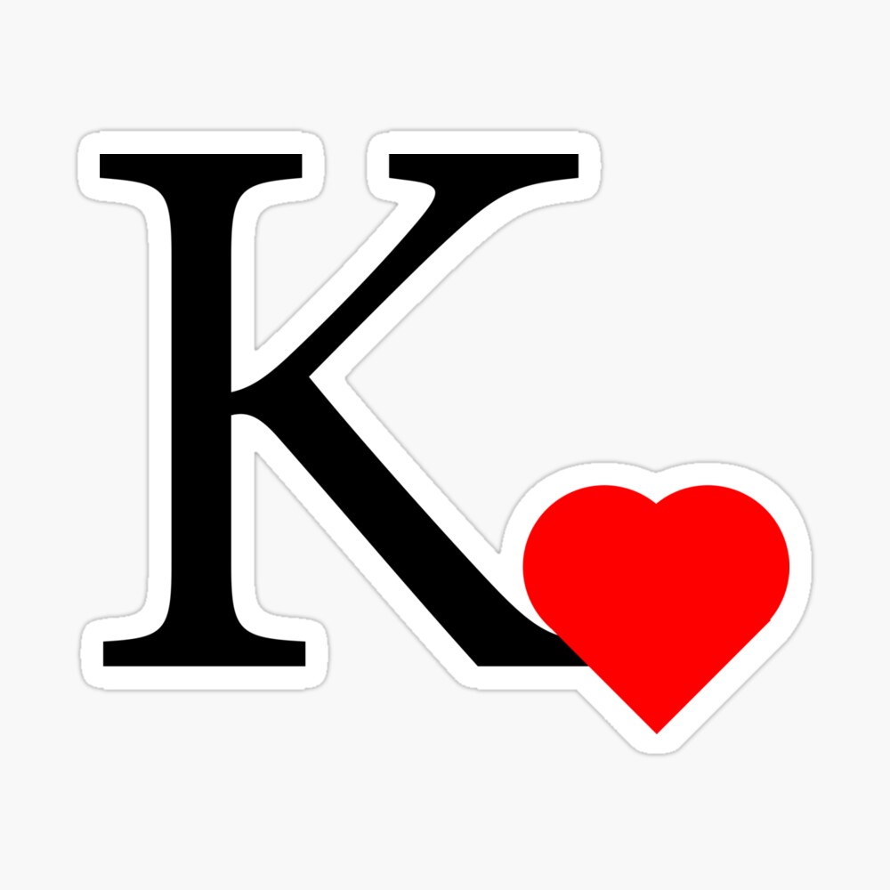 Letter K with a red heart 