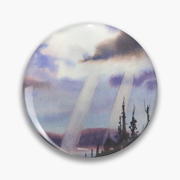 Item preview, Stormy landscape painting.  Watercolor painting of sun's rays designed and sold by rfoxphoto.