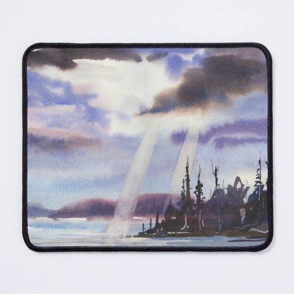 Item preview, Stormy landscape painting.  Watercolor painting of sun's rays designed and sold by rfoxphoto.