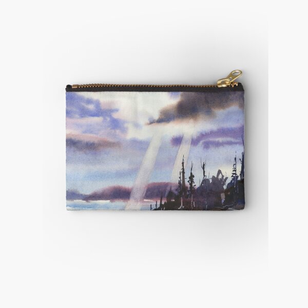Item preview, Stormy landscape painting.  Watercolor painting of sun's rays designed and sold by rfoxphoto.