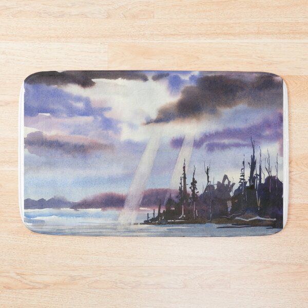 Item preview, Stormy landscape painting.  Watercolor painting of sun's rays designed and sold by rfoxphoto.
