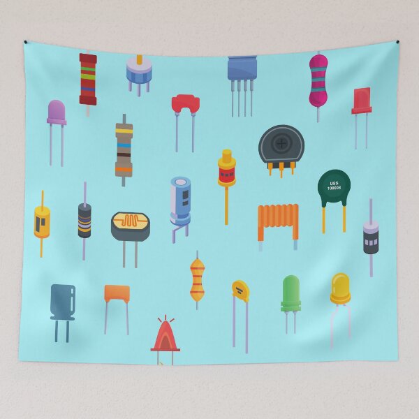 Item preview, Colorful Electronics Components Collage designed and sold by EngineersArt.