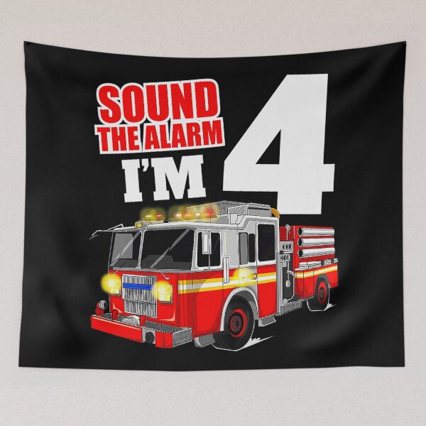 Item preview, Sound the alarm I'm 4 - funny Firefighter design designed and sold by TeesLina.