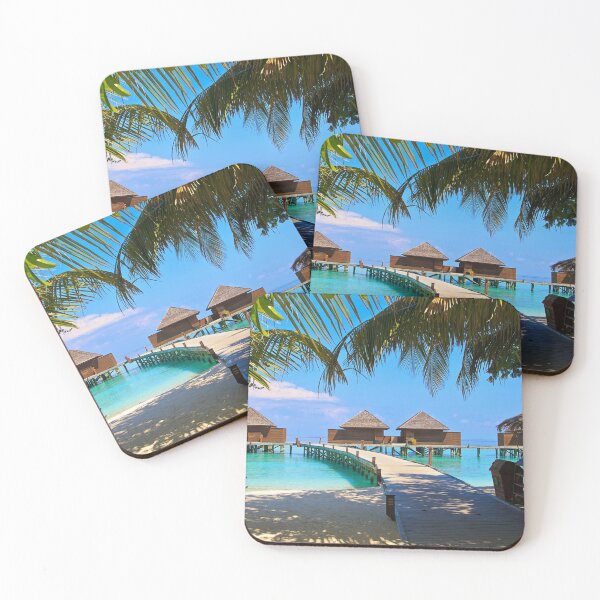 Item preview, Maldives Palm Trees Huts Overwater Bungalows designed and sold by RyansOpenDoor.