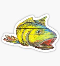 Pegatina Red Fish Rainbow Trout Surrealist Fish