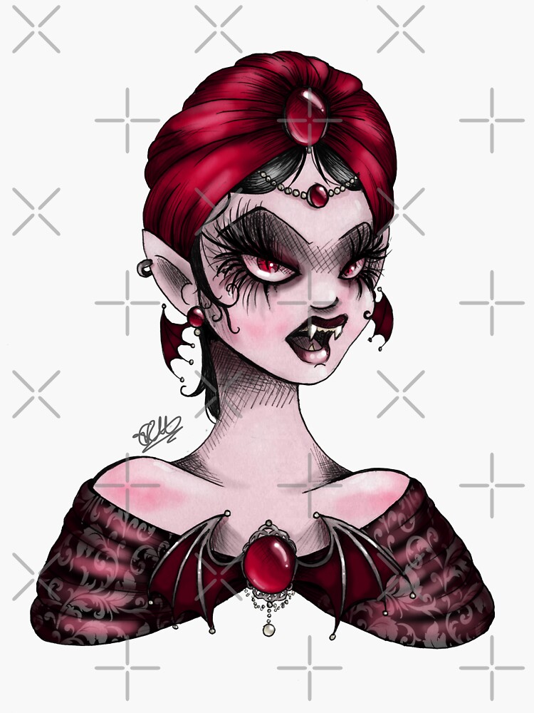 Thumbnail 3 of 3, Sticker, Vintage Red Vampire designed and sold by ERWhittingham.