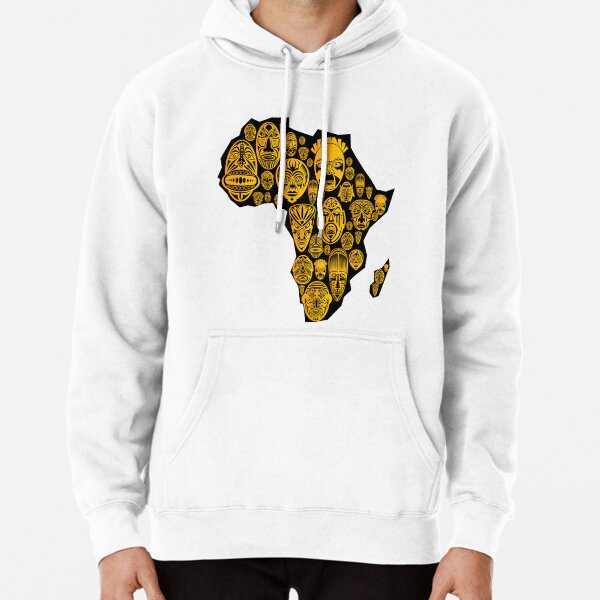 Map of Africa with Tribal Ethnic Masks Pullover Hoodie