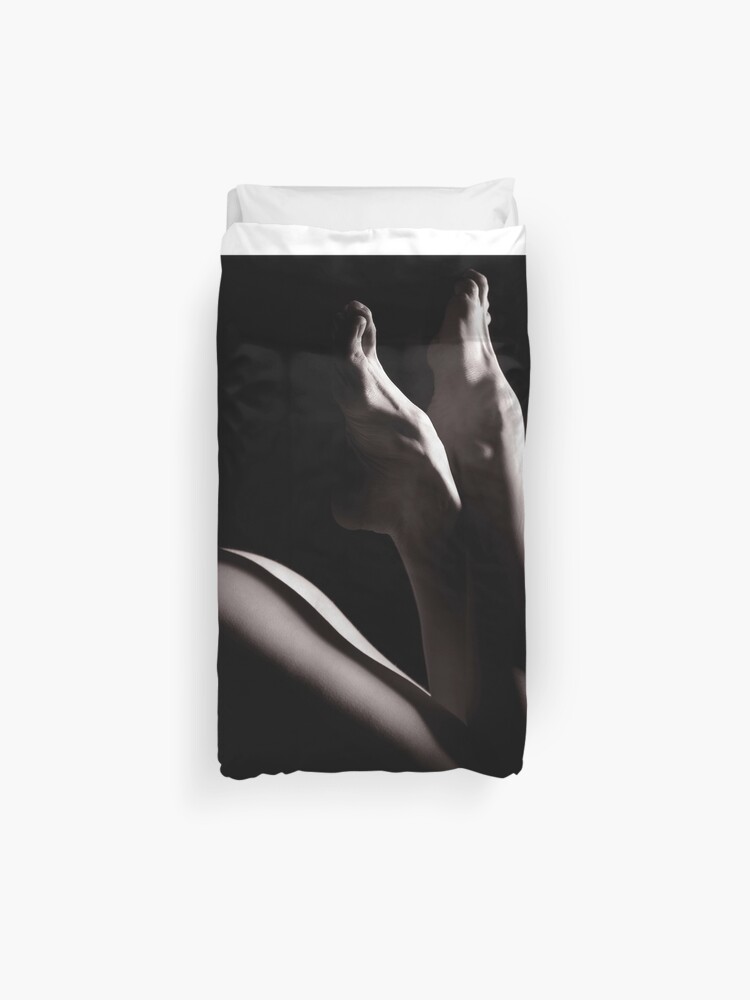 Artistic Photo Of Bare Woman Legs Black And White Art Print Duvet