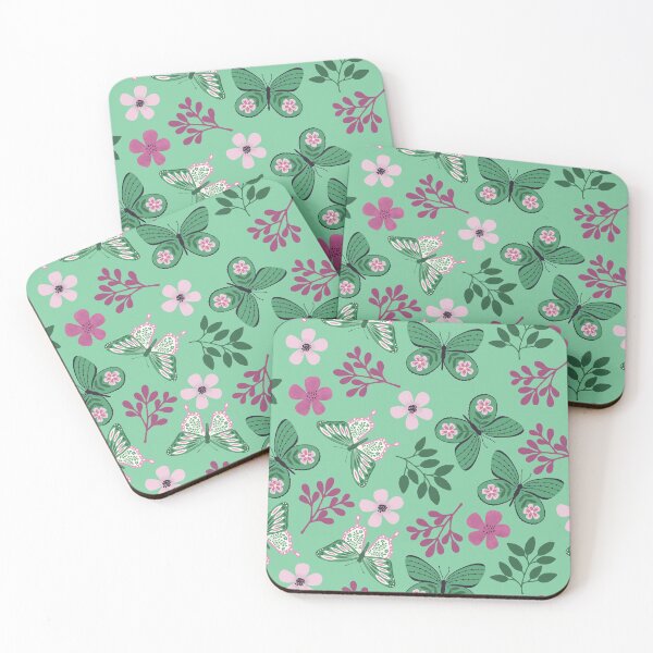 Item preview, Floral and butterfly pattern - Spring in pink and green designed and sold by FunnyChameleon.
