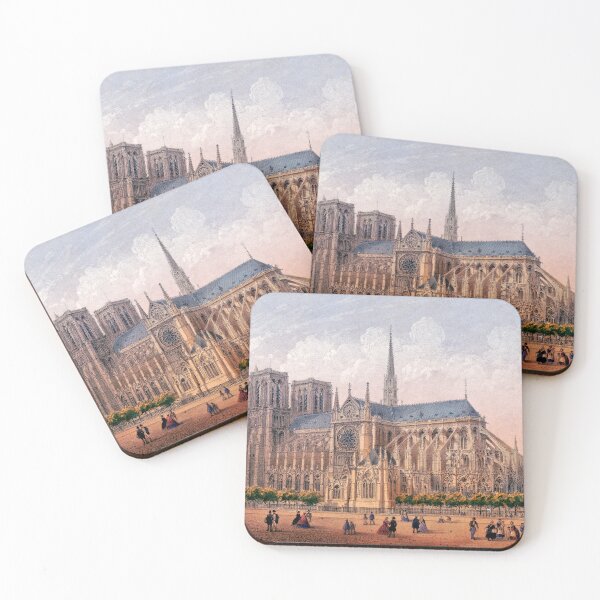 Item preview, Notre Dame Cathedral, Antique lithograph print c1870 designed and sold by dublinprints.