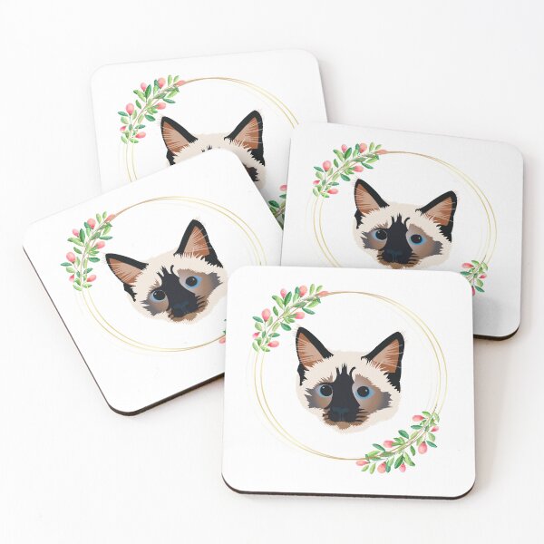 Artikelvorschau, Siamkatze, Blumenrahmen entworfen und verkauft von KCPetPortraits.