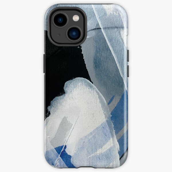 Peinture abstraite en noir, blanc, gris, bleu outremer et orange (Genesis n°1) Coque antichoc iPhone
