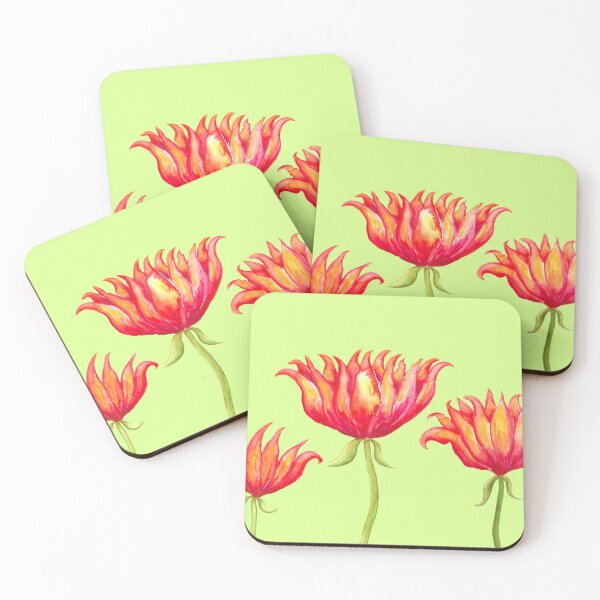 Item preview, Red Flowers on Lightgreen Ground designed and sold by CarolineLembke.