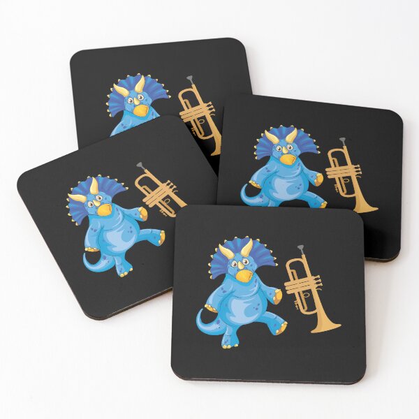 Artikelvorschau, Dinosaurier, der Trompete spielt, lustiges gutes Dinosaurier-Trompeten-Liebhaber-blaues Design entworfen und verkauft von pedrored369.