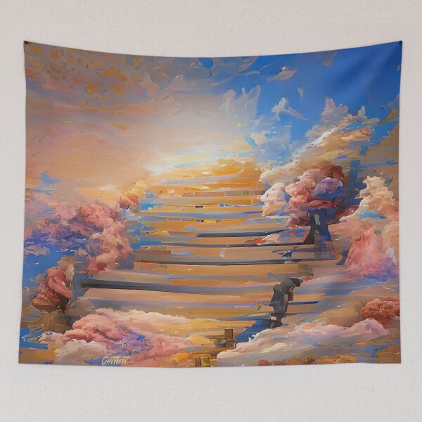 Item preview, Stairway to heaven - Abstract Art - Impressionism -Faith based Art - Jesus designed and sold by CattlettArt.
