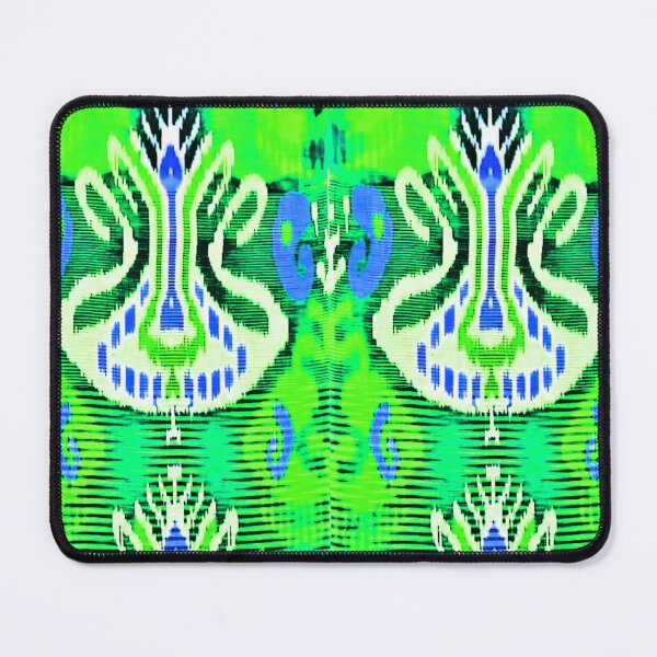 Item preview, Majestic blue flowers Uzbek ikat classical pattern - Uzbek ikat designed and sold by LeFabriqueOuz.