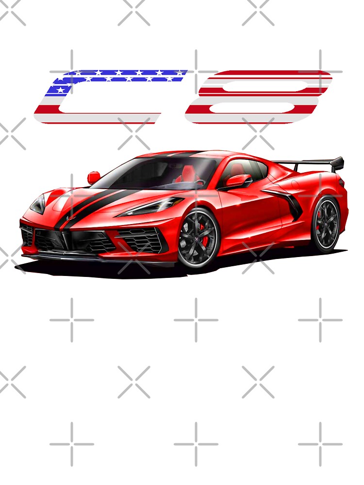 Red Chevy Corvette C8 Mid Engine Leggings for Sale by