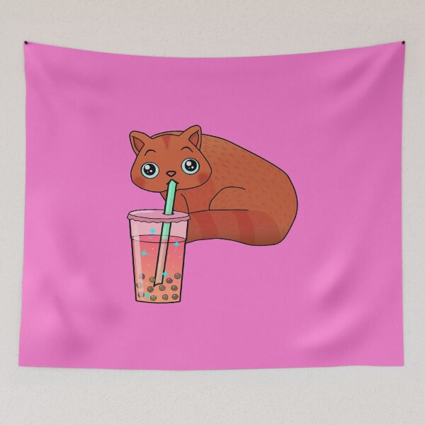 Item preview, Cat drinking boba milk  designed and sold by lazarosdesign.