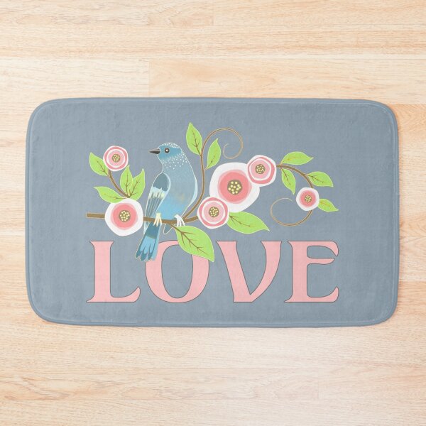 Item preview, Blue Love Bird And Pastel Pink Roses designed and sold by TrulyEpoque.