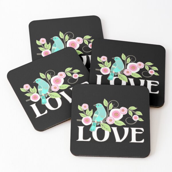 Item preview, Turquoise Love Bird And Pastel Pink Roses designed and sold by TrulyEpoque.