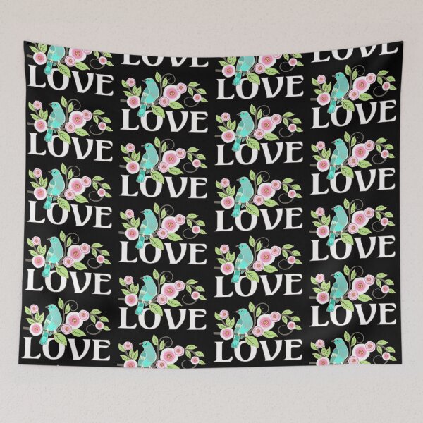 Item preview, Turquoise Love Bird And Pastel Pink Roses designed and sold by TrulyEpoque.
