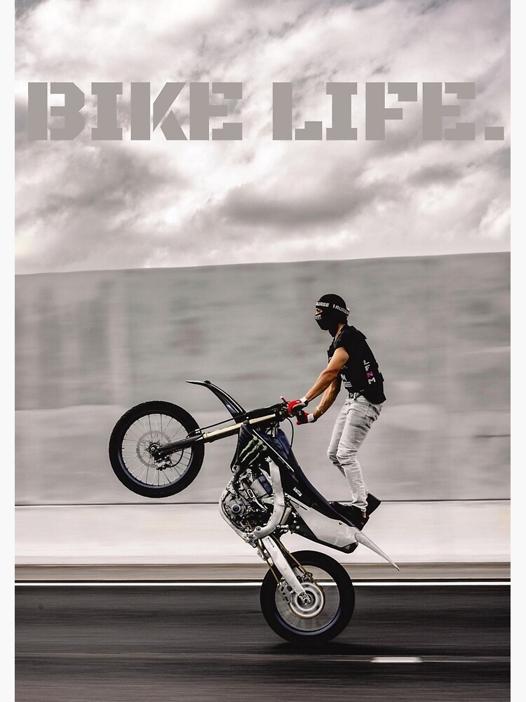 Poster Motocross rider sur la roue arrière 