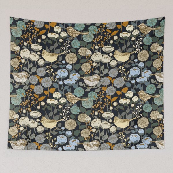 Item preview, Winter Rose Garden Birds Black designed and sold by Cecilia Mok.