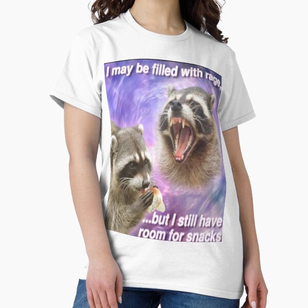 Item preview, I may be filled with rage, but I still have room for snacks - funny raccoon quotes designed and sold by DuBistMeineFluc.