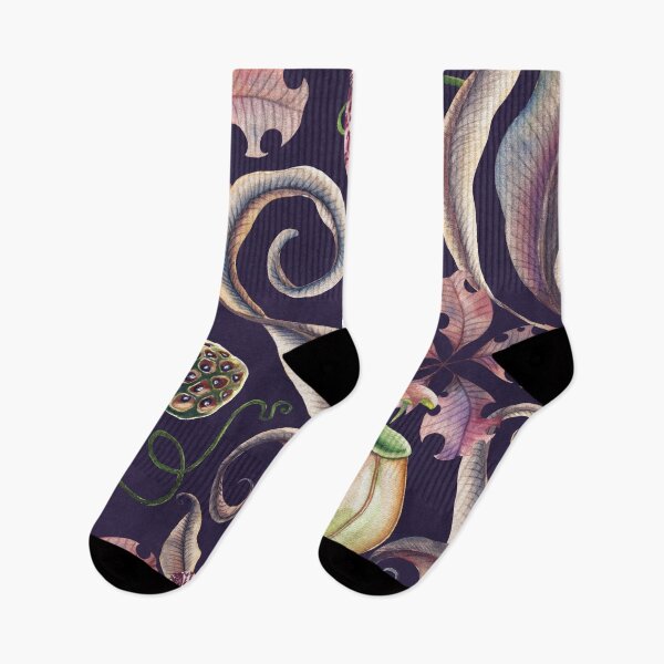 Item preview, Carnivorous fantasy plants on dark background. Exotic tropical flowers watercolor.  designed and sold by likapix.