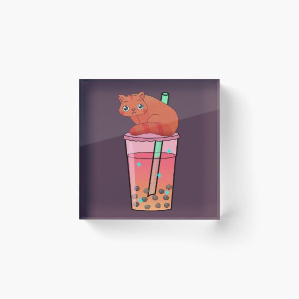 Item preview, Cat drinking boba tea milk  designed and sold by lazarosdesign.
