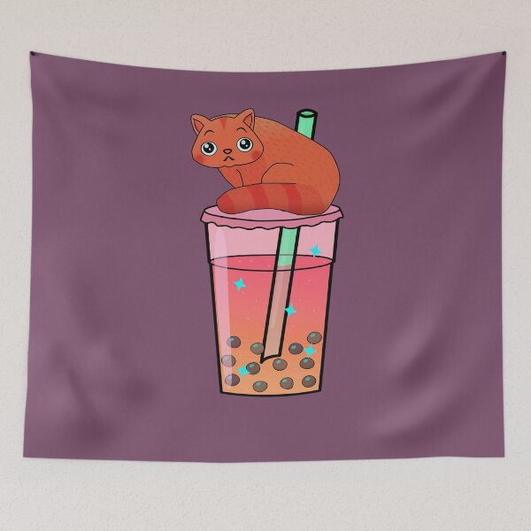 Item preview, Cat drinking boba tea milk  designed and sold by lazarosdesign.
