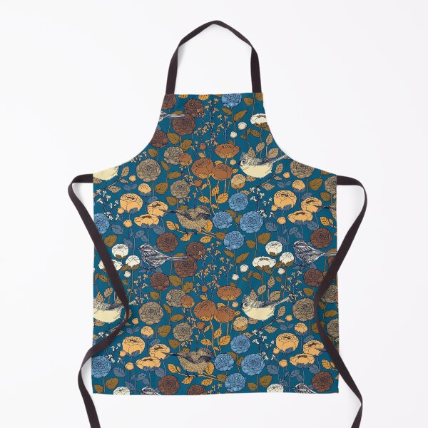 Item preview, Winter Rose Garden Birds Antique Blue designed and sold by Cecilia Mok.