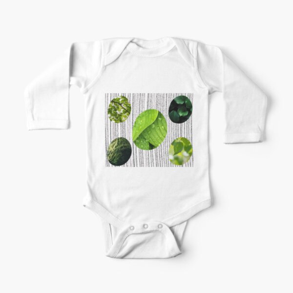 Spring, Easter, Ostara, leaves, green, eggs, rain, graphic Long Sleeve Baby One-Piece