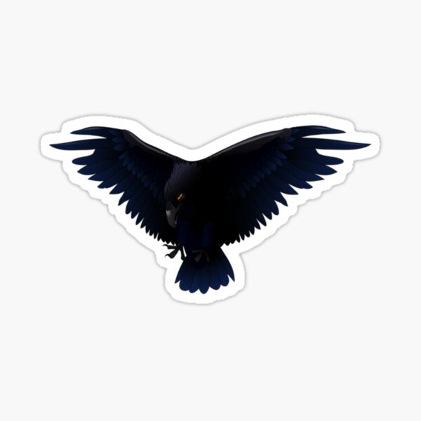 Vista previa del artículo con la obra «Cur¡te Raven Flying Pegatina», diseñado y vendido por GalinStickers.