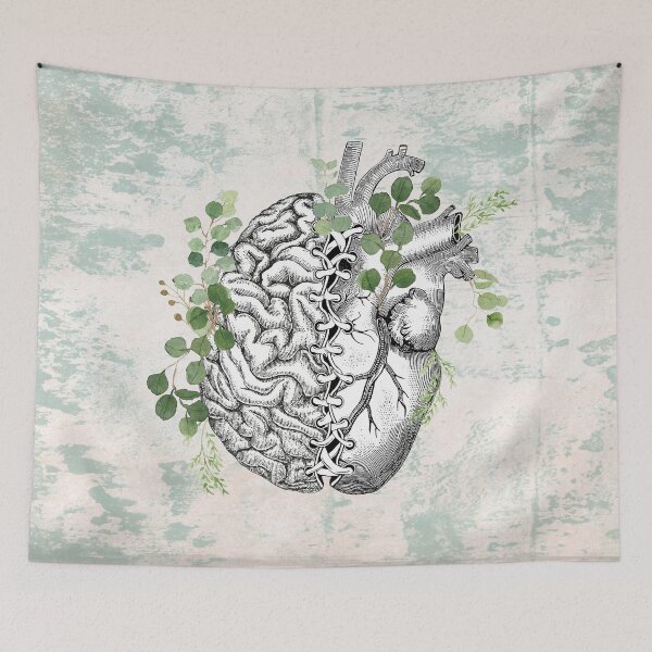 Item preview, Right balance between brain and heart, leaves eucalyptus, tied, laces, ribbon for tying designed and sold by Collagedream.