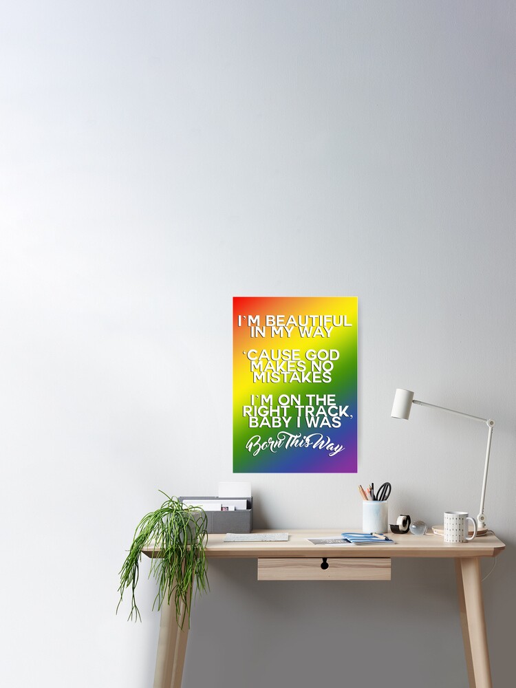 Lady Gaga Born This Way Lyrics Lgbt Poster By Papertowns Redbubble