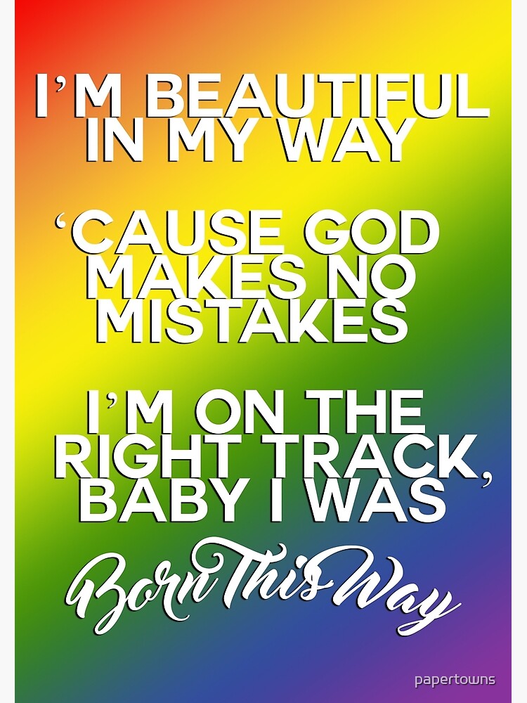 Lady Gaga Born This Way Lyrics Lgbt Greeting Card By Papertowns Redbubble